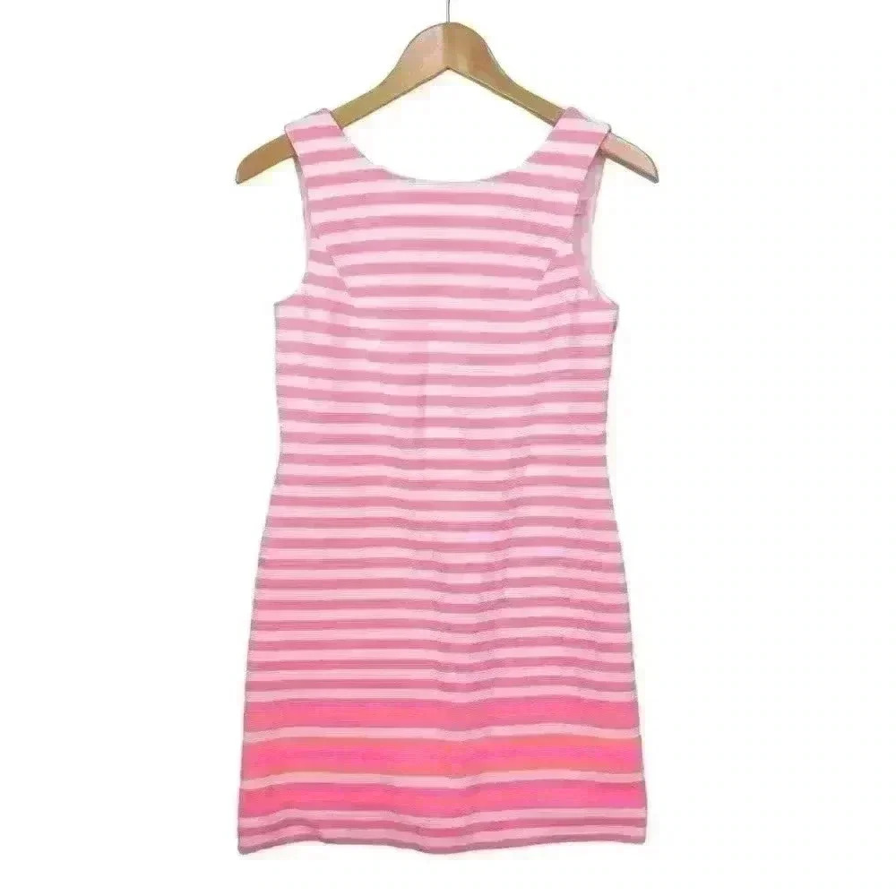 Lilly Pulitzer Eden Tropical Pink Pout Ottoman Striped Shift Dress Size Small